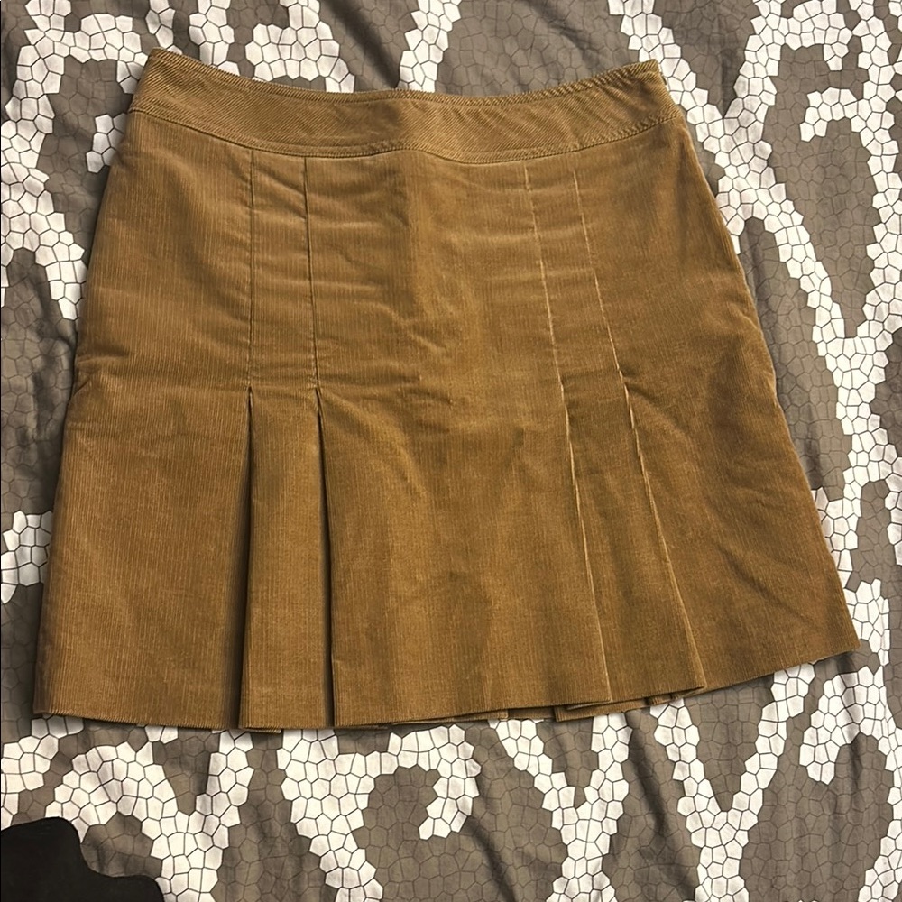 Cynthia by Cynthia steffe beige tan khaki pleated Corduroy mini skirt 10